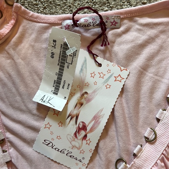 Pink small Diab’less lace up front tshirt - Picture 5 of 7